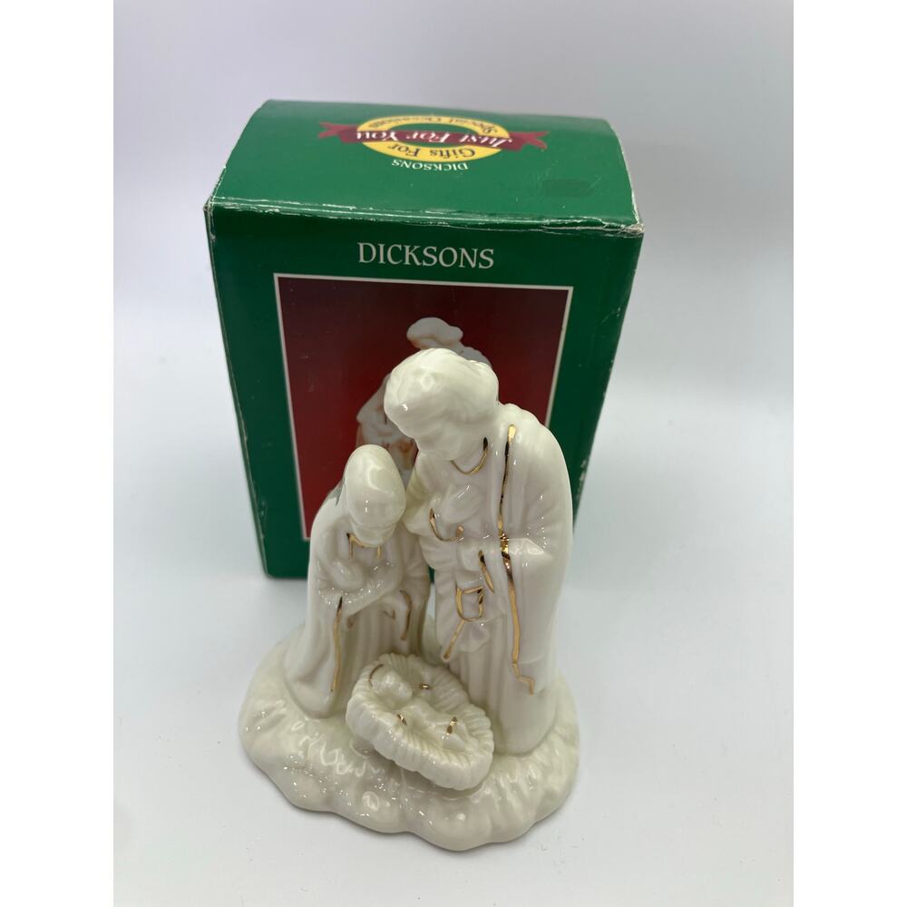 Dicksons Holy Family Nativity Galzed‎ Porcelain Vintage Christmas Decoration